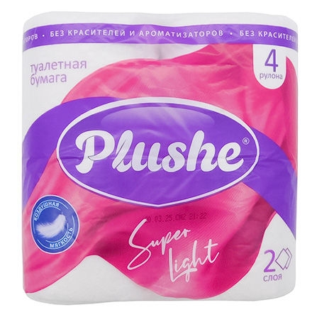 Туалетная бумага PLUSHE SUPER LIGHT 2 сл 4 шт