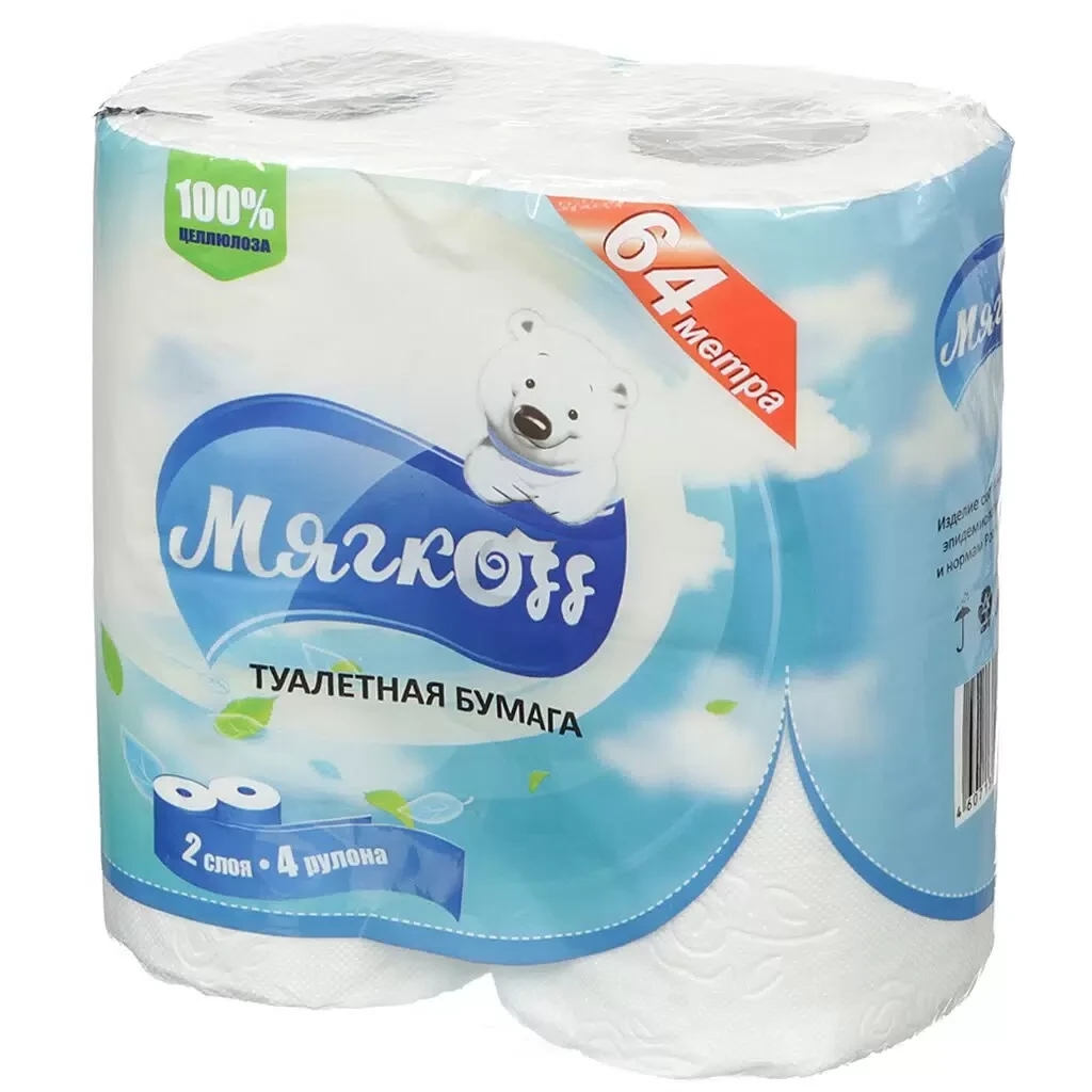 Туалетная бумага Мягкoff 2 сл 4 шт