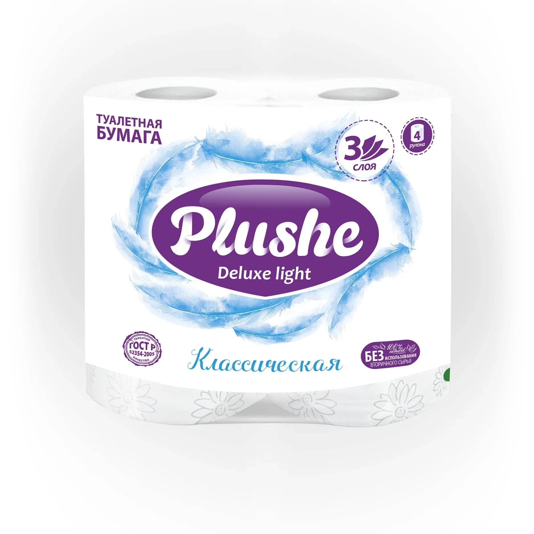Туалетная бумага PLUSHE DELUXE LIGHT классическая 3 сл 4 шт